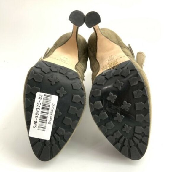 Brian Atwood All Leather Niki Platform Boots Green Military Ankle 38 - Picture 13 of 16